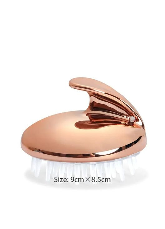 Силиконовая массажная щетка для мытья головы и нанесения шампуня розовое золото No Brand (307061067)