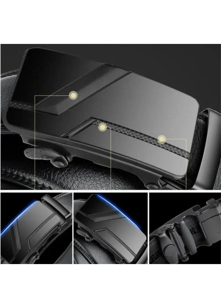 Чоловічий класичний ремінь з натуральної шкіри, автоматична пряжка, стильний чорний для щоденного носіння No Brand (362682262)