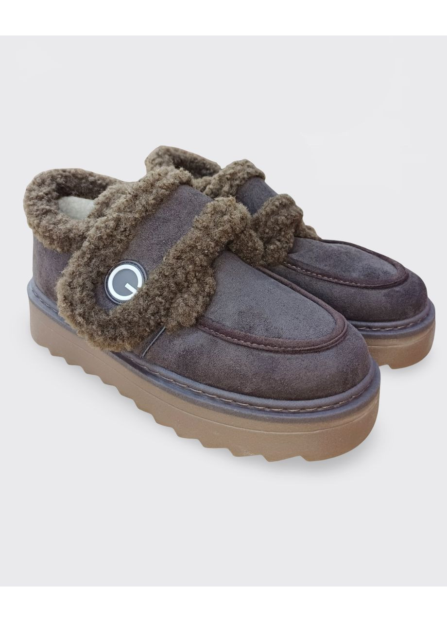 Женские замшевые угги на липучке коричневые (M229-1) 40 Loretta (365642591)