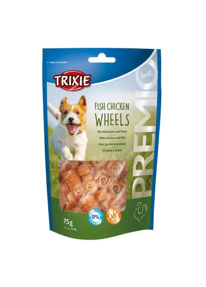 Ласощі для собак PREMIO Fish Chicken Wheels 75 г (4011905317489) Trixie (307359993)