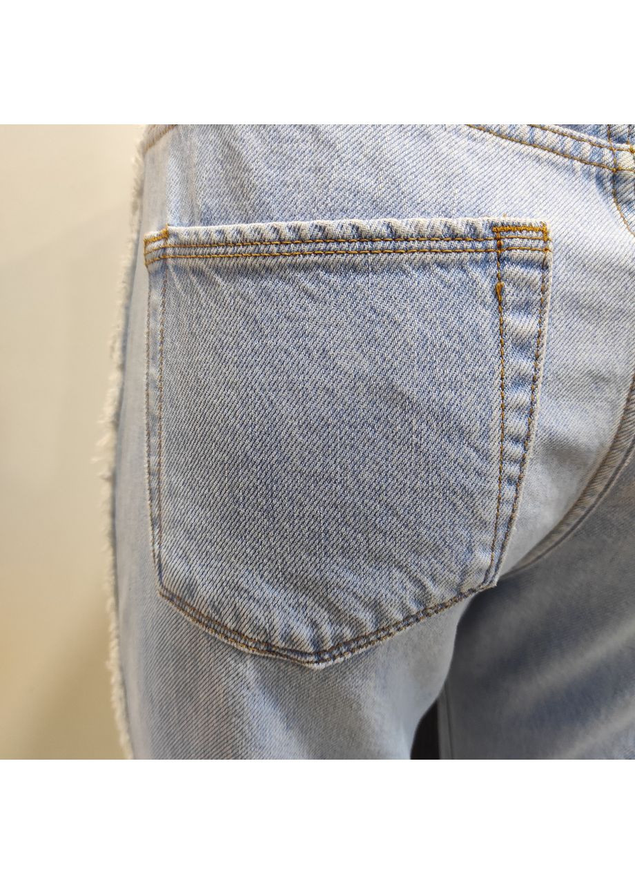 Джинсы женские МОМ коттон с нашивками сбоку лампасы 27 голубые No Brand - (363054041)