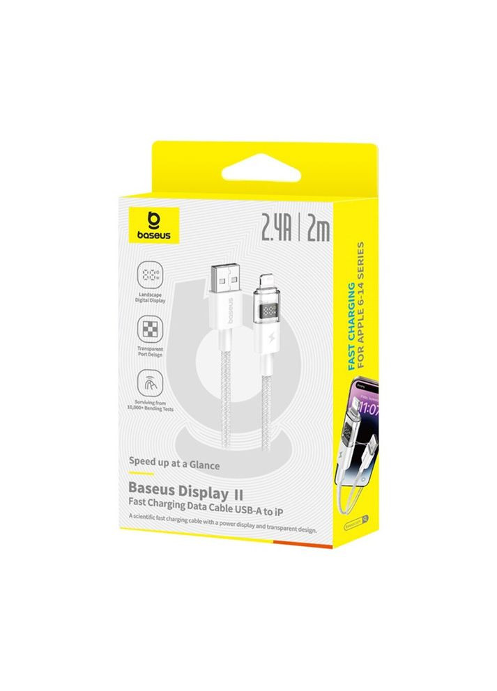 Кабель Display 2 Fast Charging Data Cable USB-A to iP 2.4A 1m White Baseus (365729043)