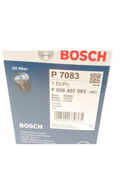 Фильтр масляный двигателя CITROEN, PEUGEOT (пр-во ) F026407083 Bosch (366194923)
