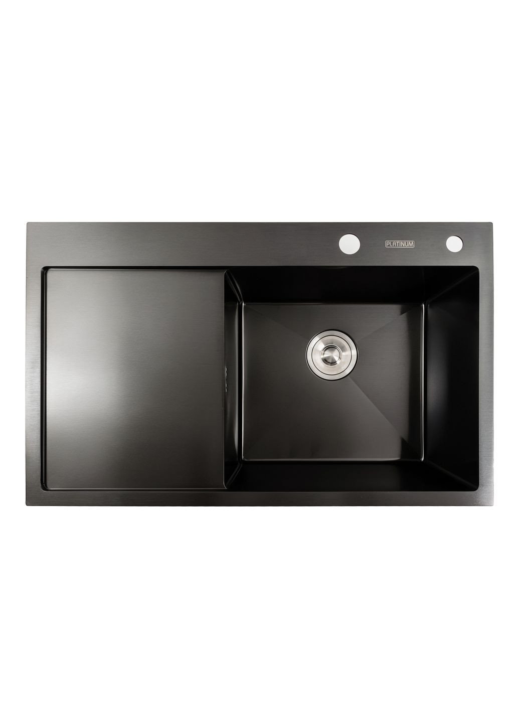 Кухонна мийка чорна PVD 78*48 R Handmade (два отвори, круглий сифон 3,0/0,8) Platinum (291016245)