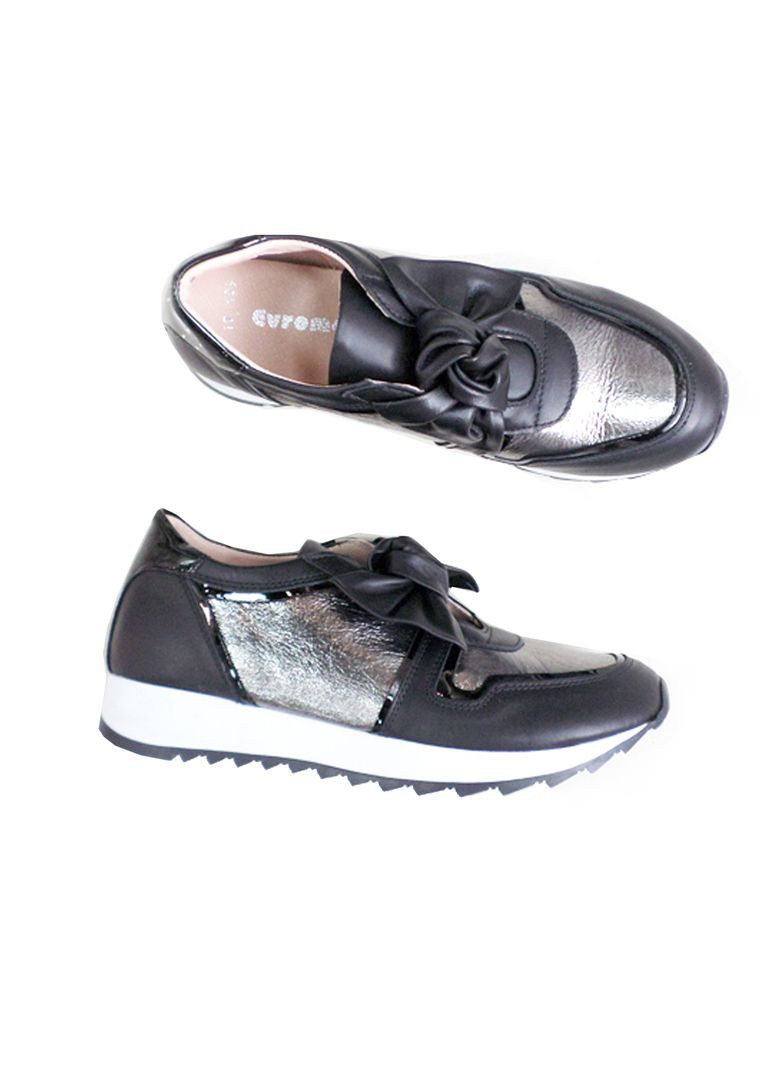 Кроссовки женские кожаные. Evromoda чёрные демисезоны (341090038)