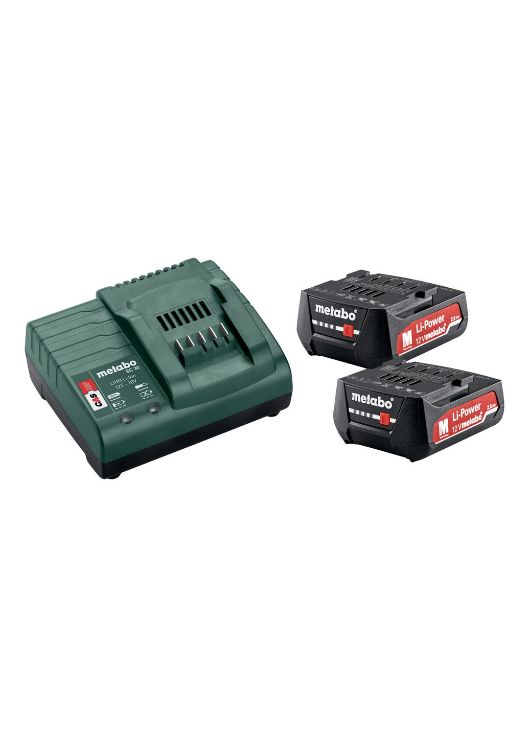 Базовий комплект акумуляторних батарей 12 В 2x2.0 Агод LiPower + зарядний пристрій SC 30 685300000 (8192) Metabo (266339587)