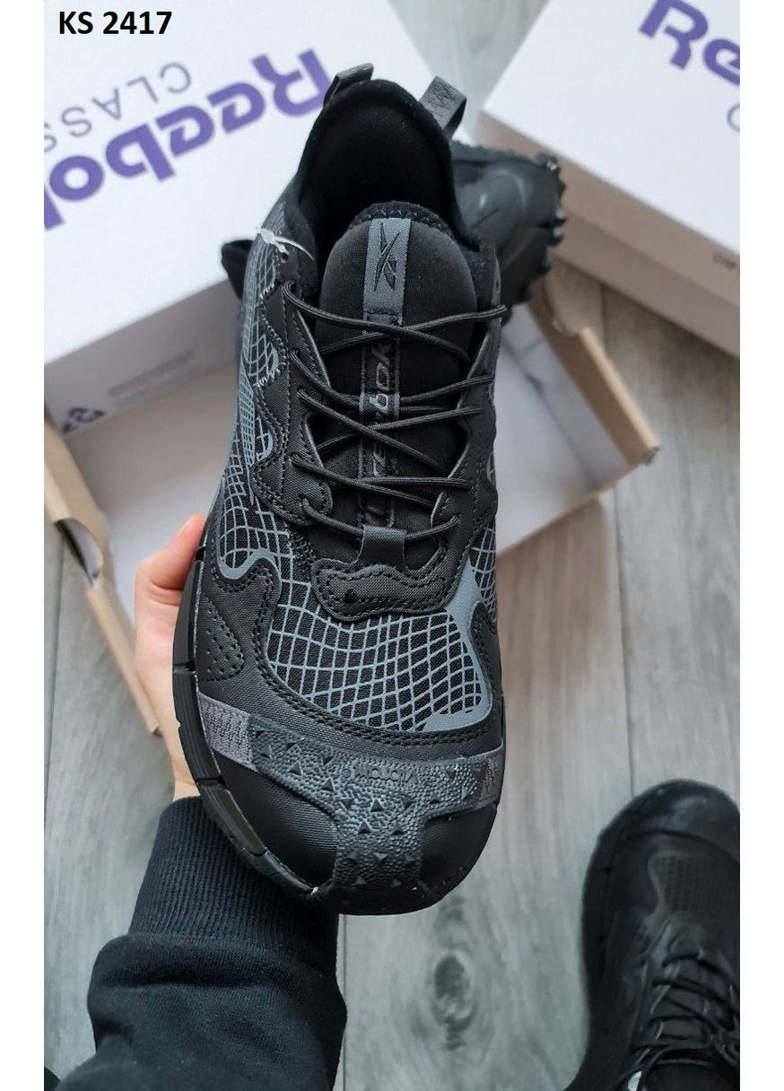 Чорні Осінні кросівки чоловічі reebok zig kinetica 2.5 edge black gray рібок зіг кінетіка No Brand
