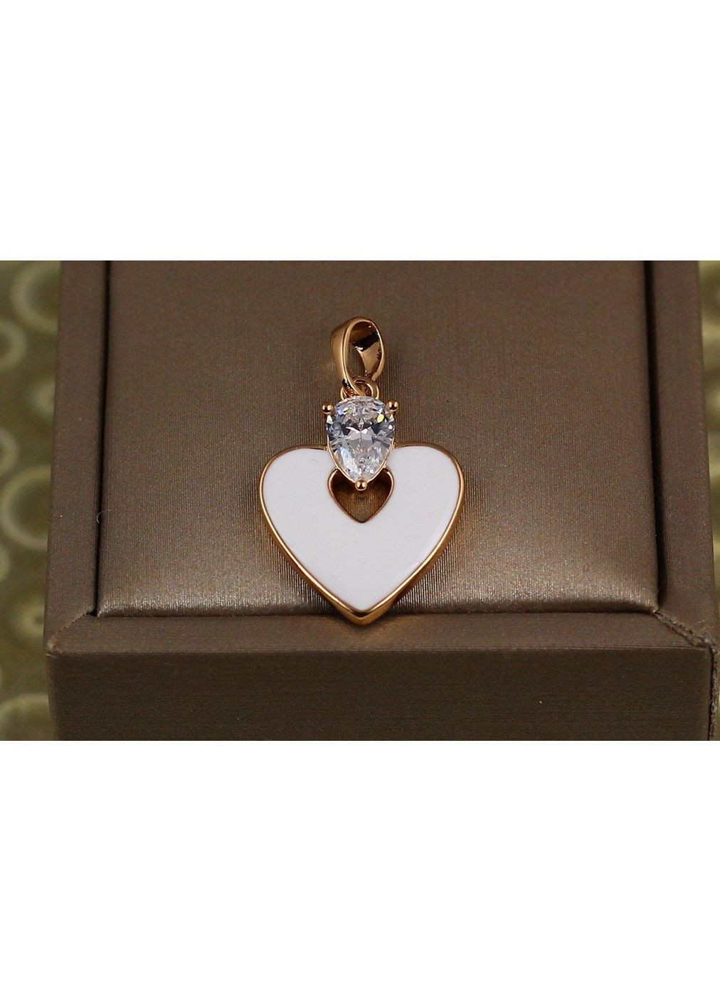 Кулон серце з білою керамікою 2 см золотистий love-shopping Xuping Jewelry (355798485)
