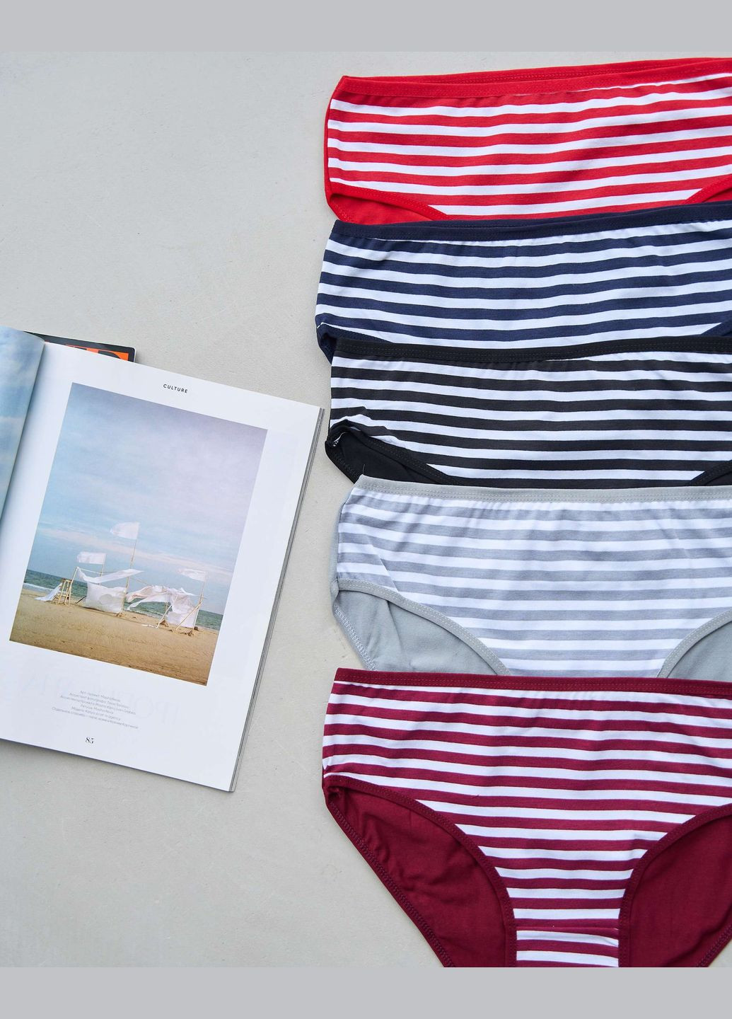 Жіночі трусики Plus Size - мікс в смужку 5 шт. Nicoletta (342119762)