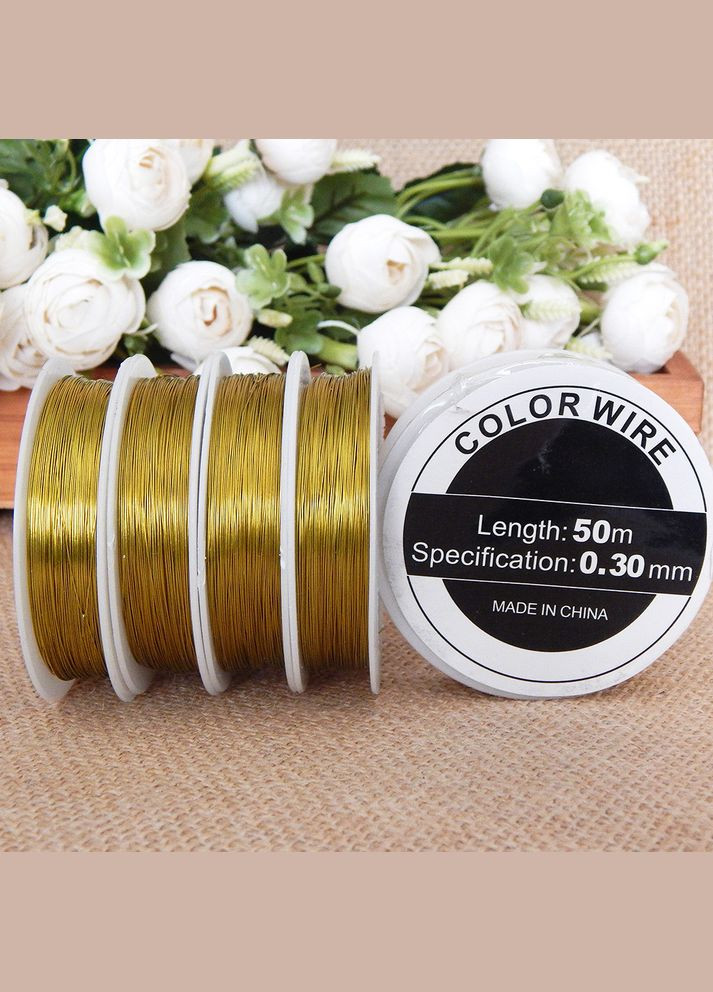 Дріт для бісероплетіння, 0,3 мм, золото, 50 м No Brand (341731370)