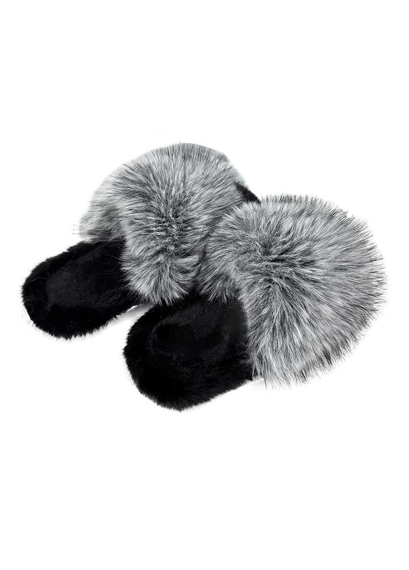 Серые домашние тапочки женские пушистые серые 80143-1 Sanlin