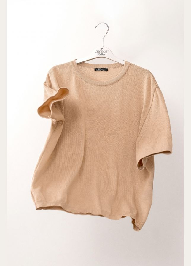 Темно-бежевий демісезонний жіночий джемпер із ніжної пряжі з віскози та бавовни (2822) Bellise