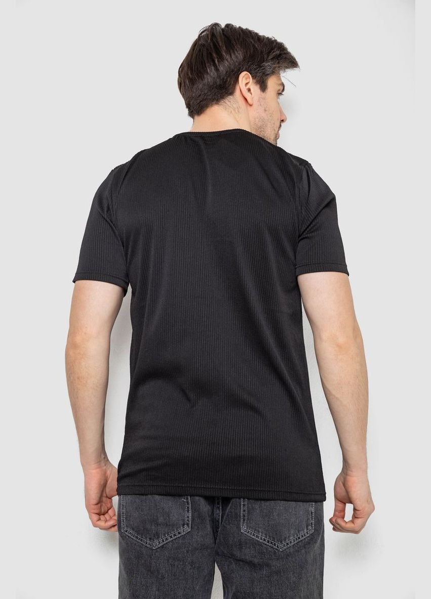 Черная футболка мужская в рубчик черная размер xl (sku_244r2526-1) с коротким рукавом No Brand