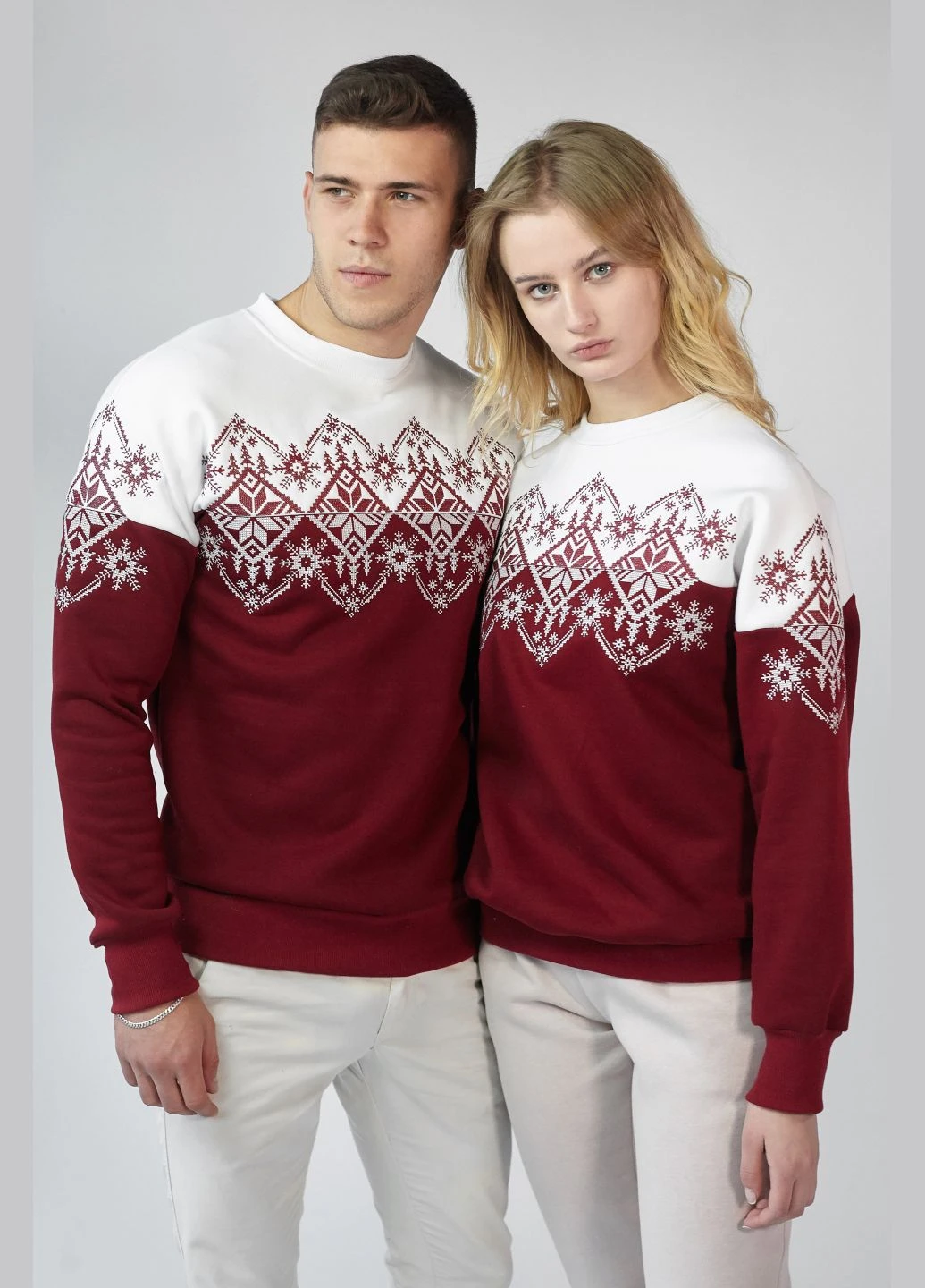 Червоний чоловічий різдвяний світшот сніжинка burgundy ukrs-9915 ukrglamour УкрГламур (388115635)
