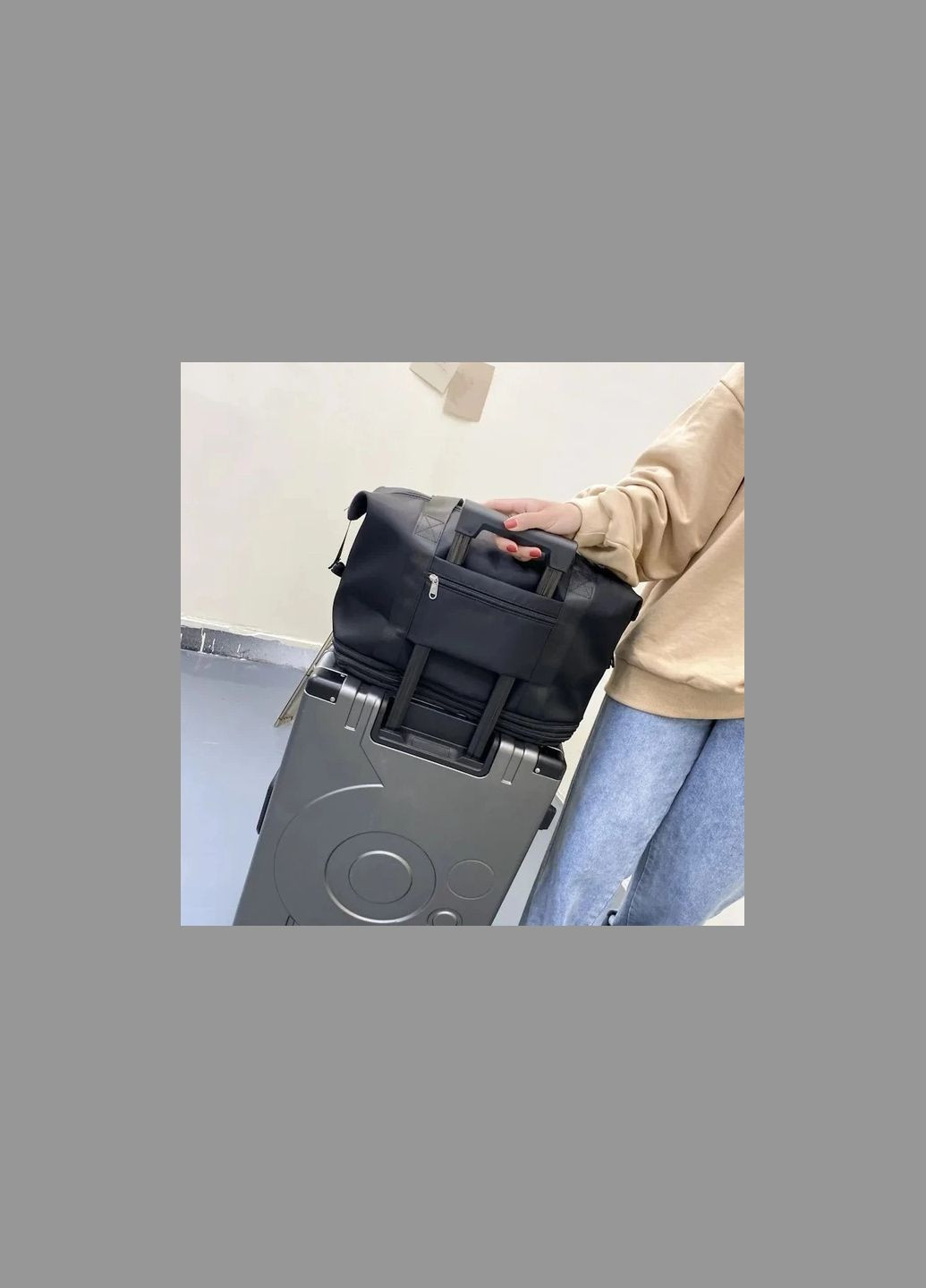 Дорожна сумка для подорожей для ручної поклажі Чорний колір 42*28см (+12 см)*22см No Brand (355921048)