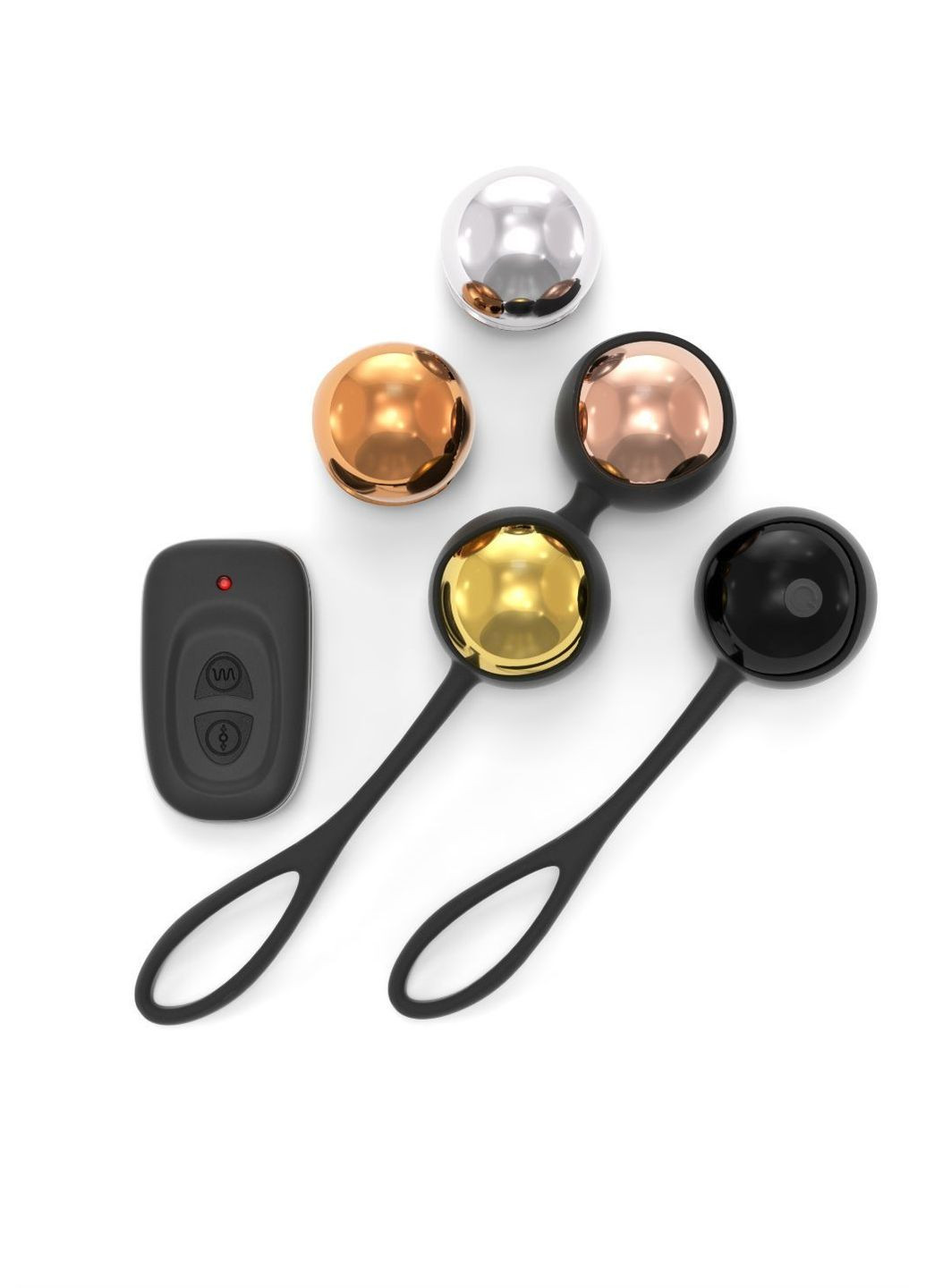 Набор вагинальных шариков Training Balls, диам. 3,4 см, вес 20-117гр, есть вибрация, пульт ДУ Dorcel (335386867)