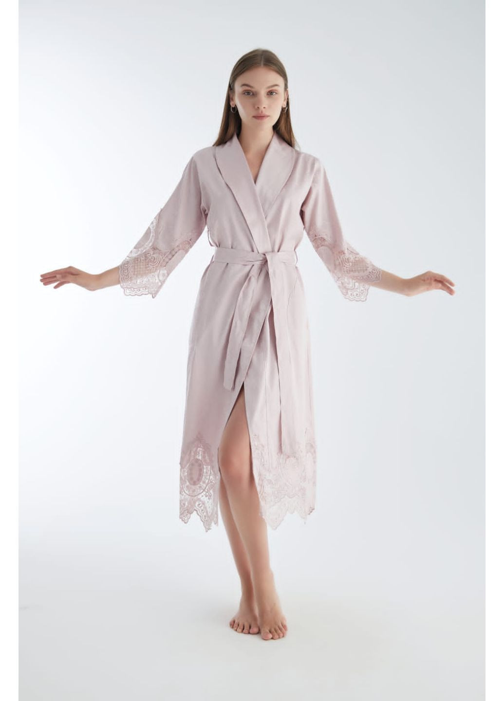 Халат женский шелк модель krem, l/xl Nusa 15055 (365720546)