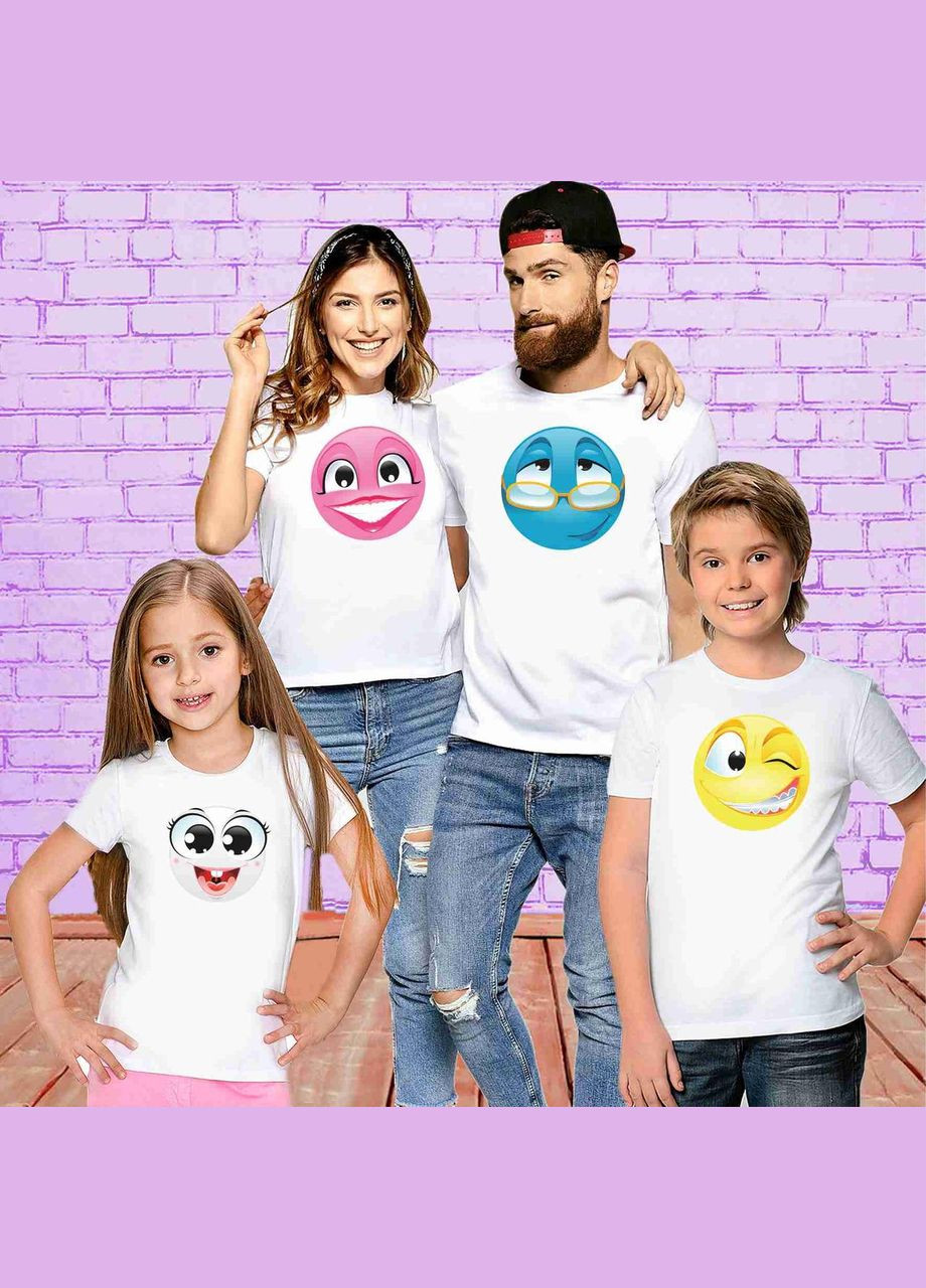 Футболки белые Фэмили Лук Family Look для всей семьи "Smile Family. Семья Смайлов" Кавун футболка (316305121)
