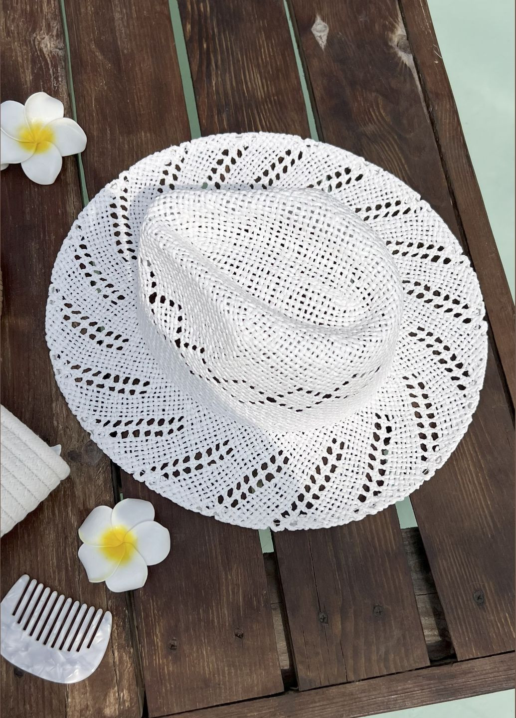 Літній плетений капелюх Федора WHITE RIVIERA ажурний білий No Brand (342059355)