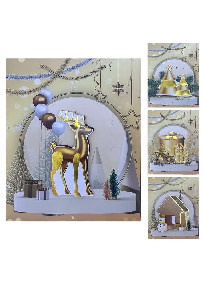 Пакет новорічний паперовий M "New Year 3D" 26*32*10см Home (308019758)