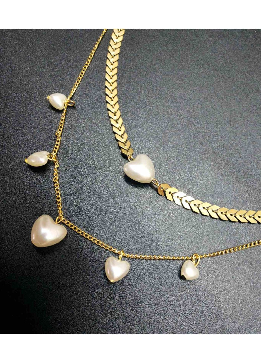 Колье чокер 2 слоя Сердца No Brand (362376689)