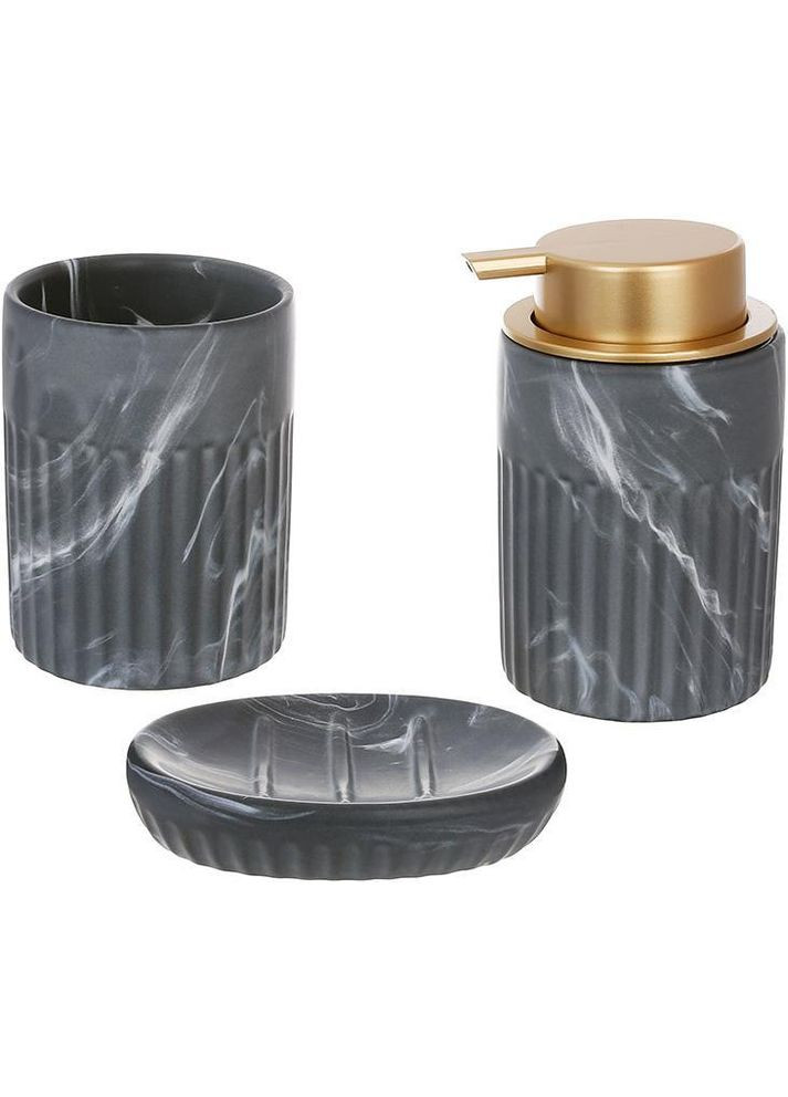 Набір аксесуарів Bright "Grey Marble" 3 керамічні предмети для ванної кімнати BonaDi (329897644)