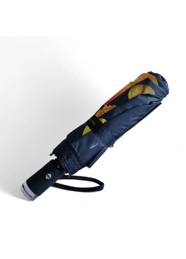 Тёмно-синий зонт автомат №3030 женский на 9 спиц с осенними листьями темно-синий Susino средний система антиветер (300584559)