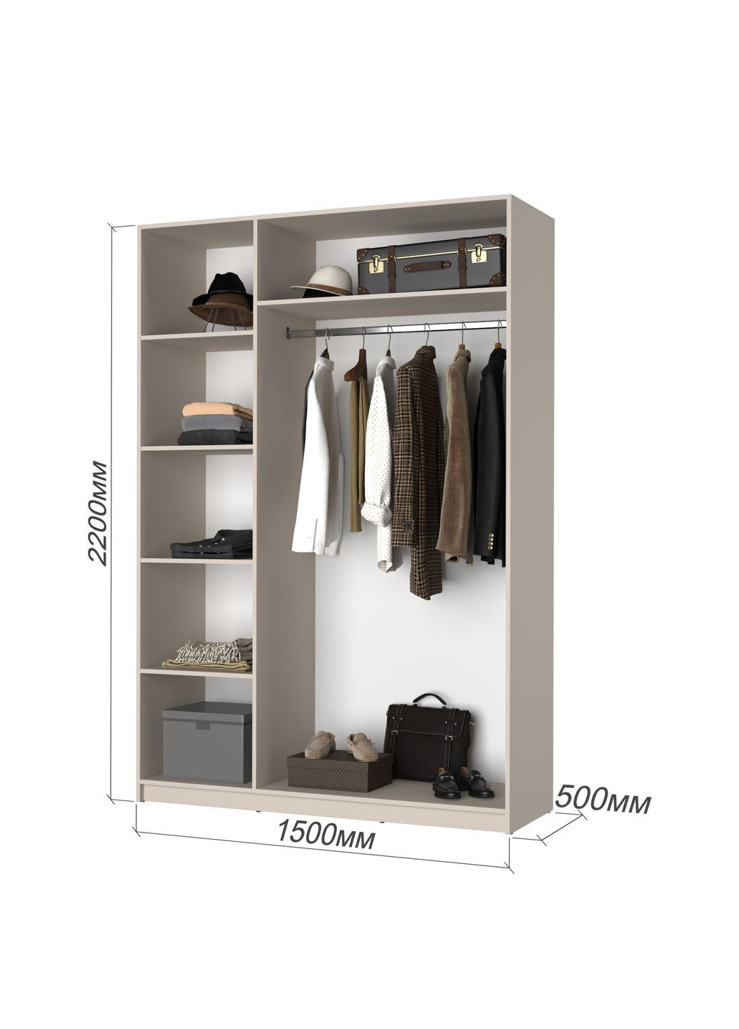 Шафа 3-дверна Оскар ДСП BG, стандарт 150x52x220 см Аляска білий (MBS-4592) MebelStar (366427305)