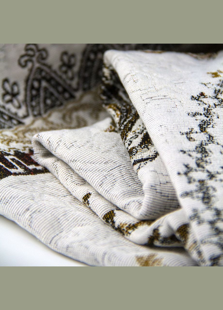 Скатерть гобеленовая белая прямоугольная праздничная с кружевом для квадратного или прямоугольного стола Стильная пион 100х100 Maystat (305390498)