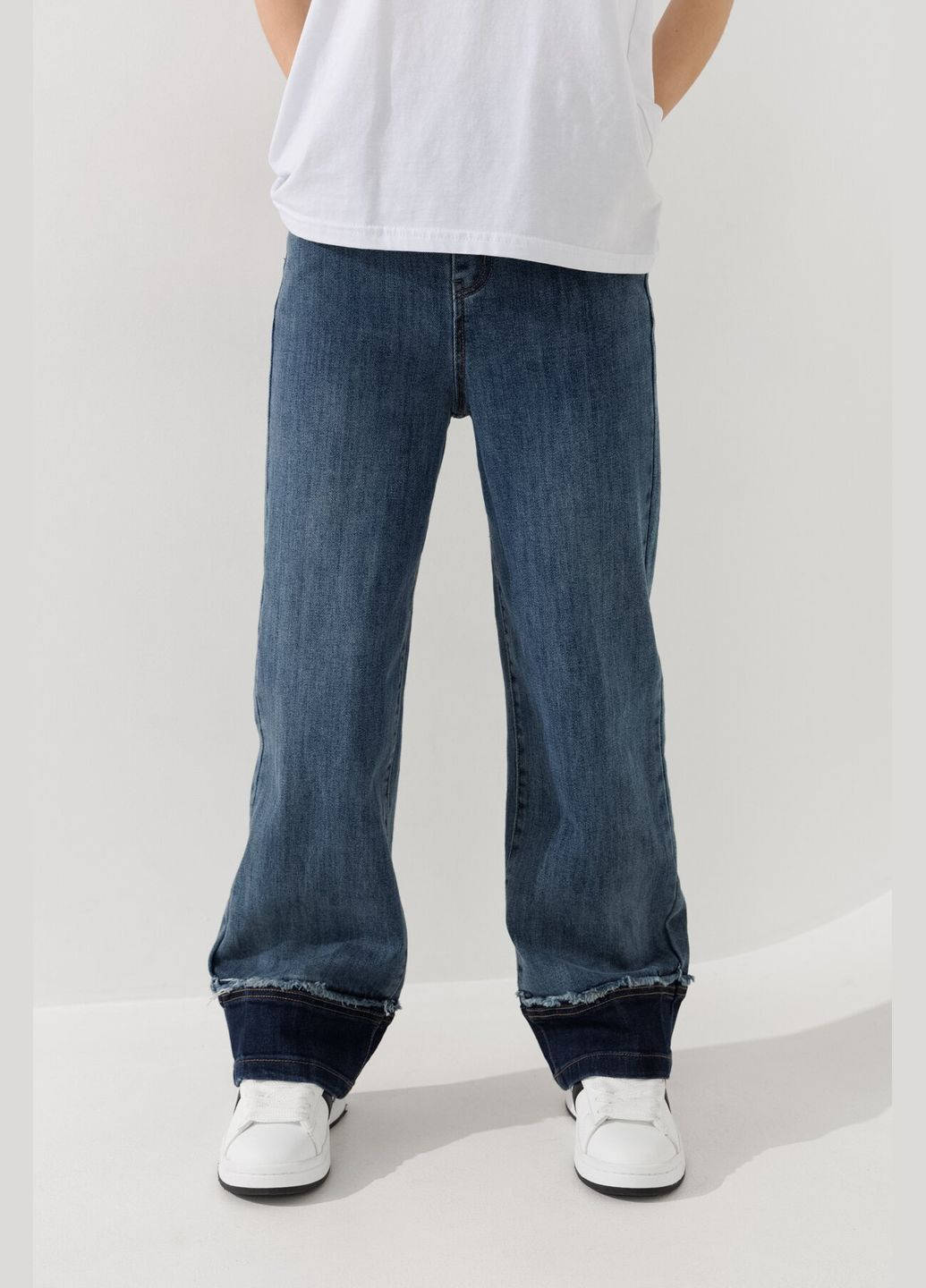 Синие демисезонные джинсы однотонные для девочки d001 152 см синий shop (2000990891396) Moyaberla