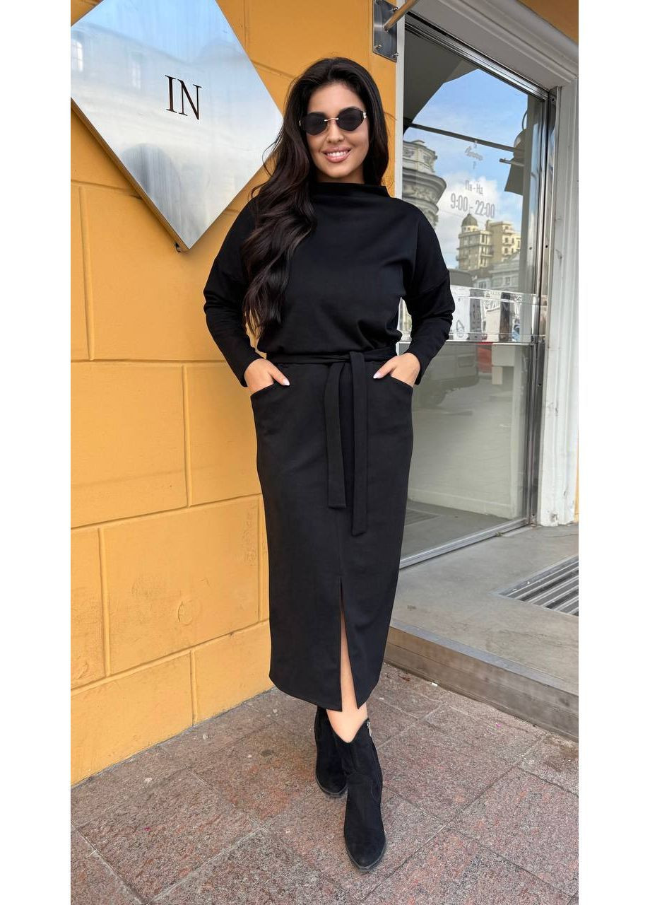 Чорна жіноча замшева сукня Osoblyva