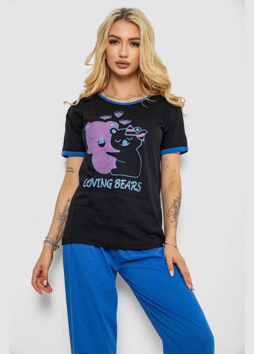 Чорна піжама жіноча з принтом Ager 243R20257