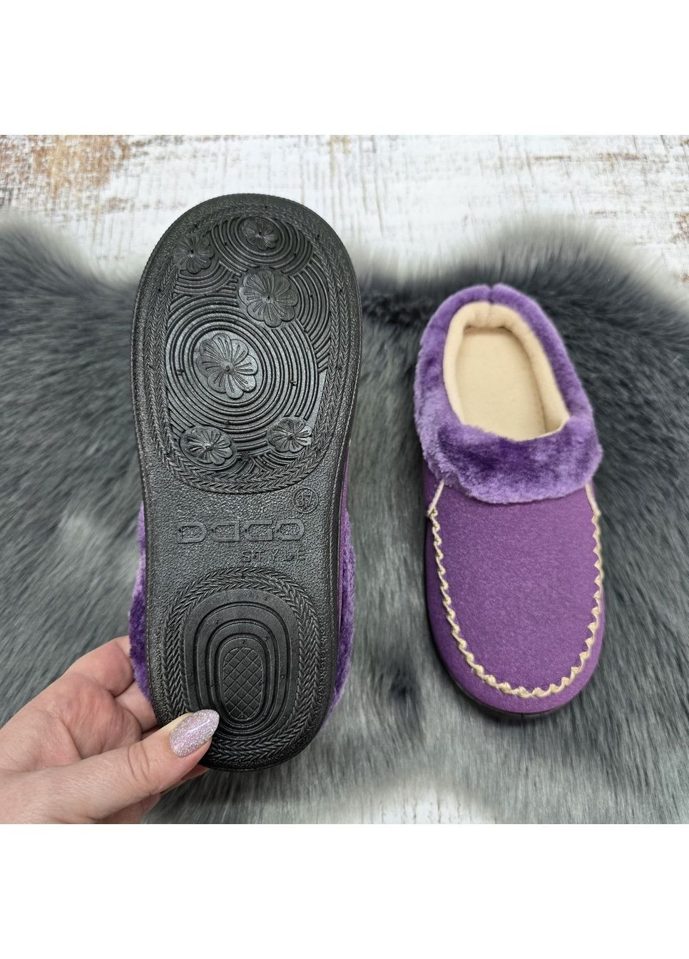 Фиолетовые тапочки сабо женские теплые домашние фиолетовые без задника Dago Style