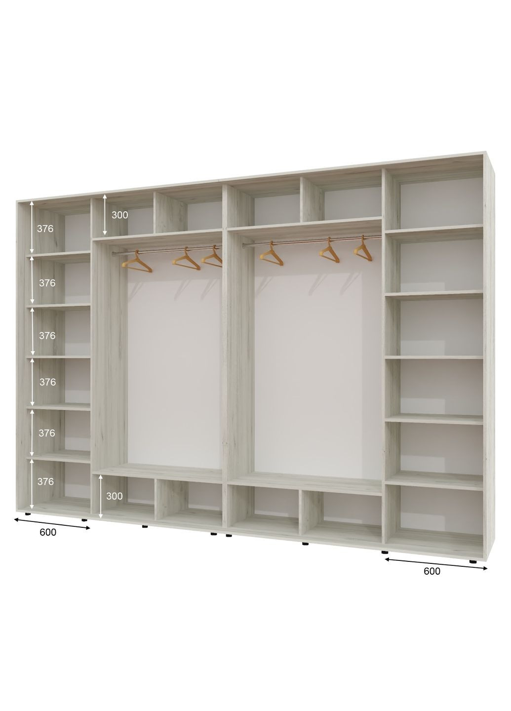 Шафа-купе чотиридверна 350*60*250 Дуб крафт білий 2 ДСП/2 Дзеркала з піскострумним малюнком Алекса (360453486)