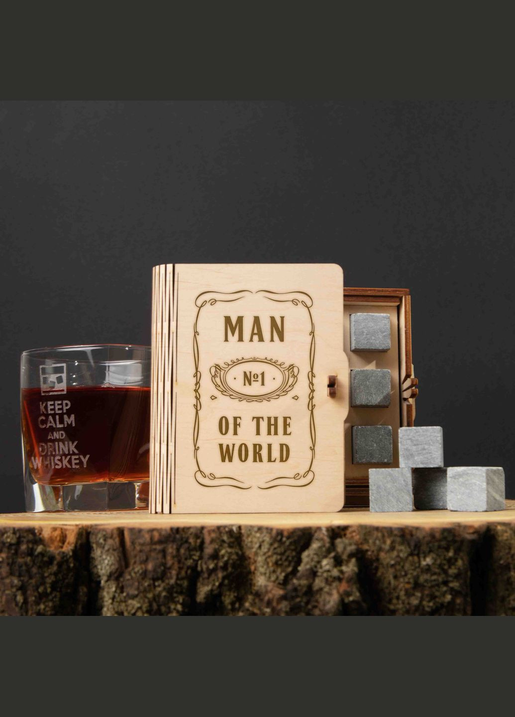 Камни для виски "Man №1 of the world" 6 штук в подарочной коробке (BDWHROCKS-23) BeriDari (307806728)