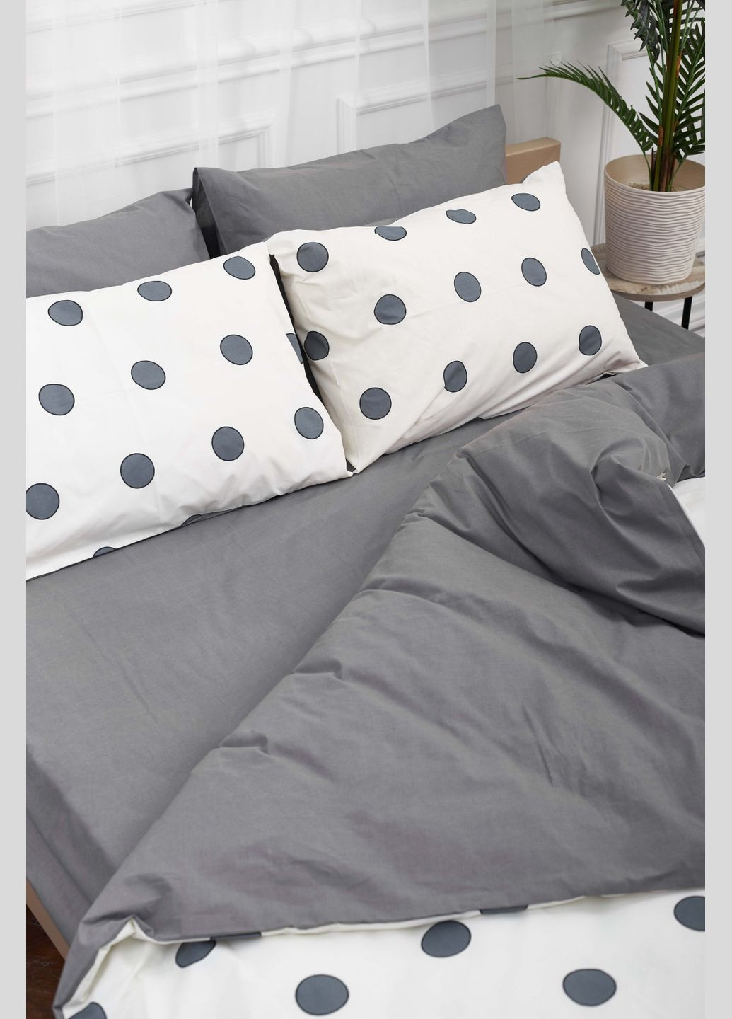 Комплект постільної білизни євро 200х220 наволочки 4х70х70 Ranforce Elite (MS-820000154) Moon&Star Riccarda Gray (284416259)