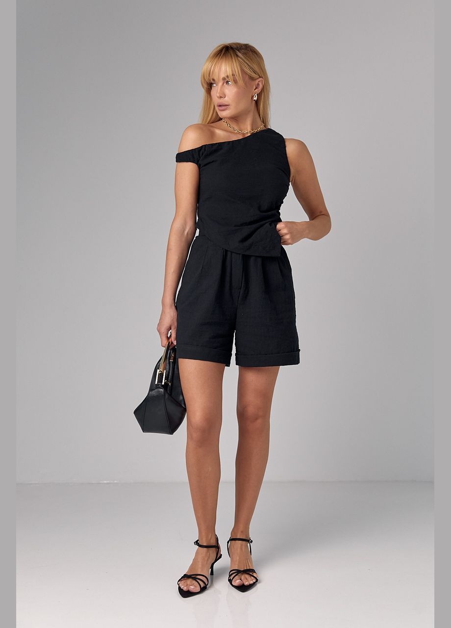 Жіночий лляний костюм із шортами та асиметричним топом Liton (296658530)