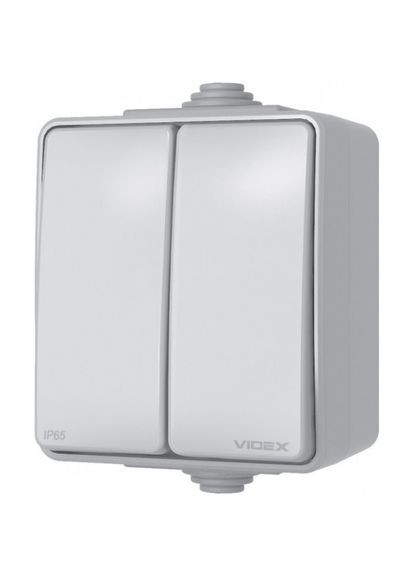 Защищенный наружный выключатель 2-клавишный BINERA IP65 VF-BNW12-G Videx (282313067)