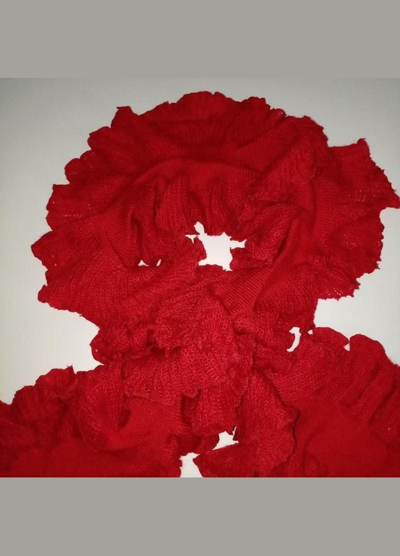 Шарф женский вязаный темно-красный фактурный с воланами+подарок No Brand (337359565)