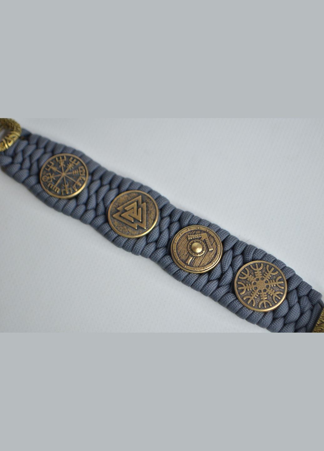 Браслет з ведмедем, шоломом жаху, тейвазом, вегвізиром та валькнутом з бронзи ручного лиття + брелок у подарунок No Brand (341739039)