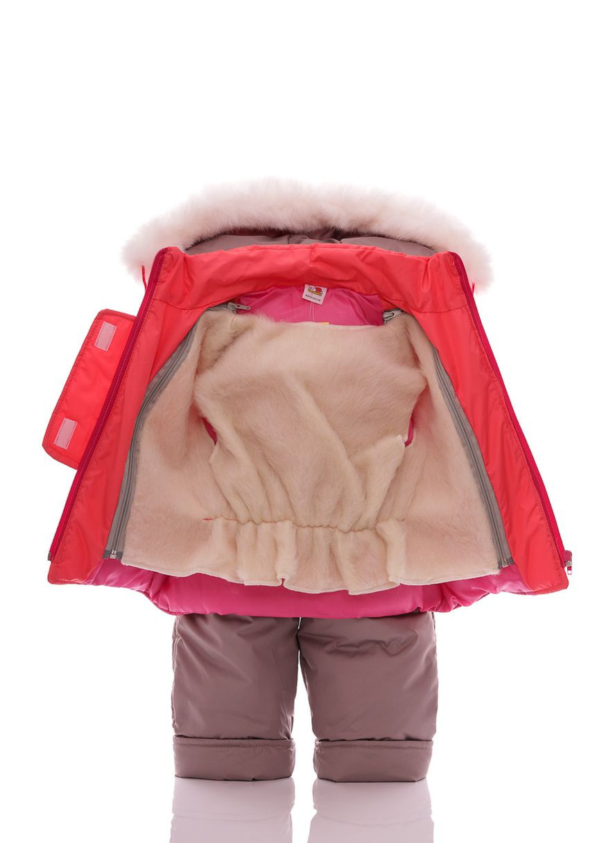 Красный зимний комбинезон для девочки на синтепоне ноль подстежка светло коралловый 86 см (28414) BABYKROHA