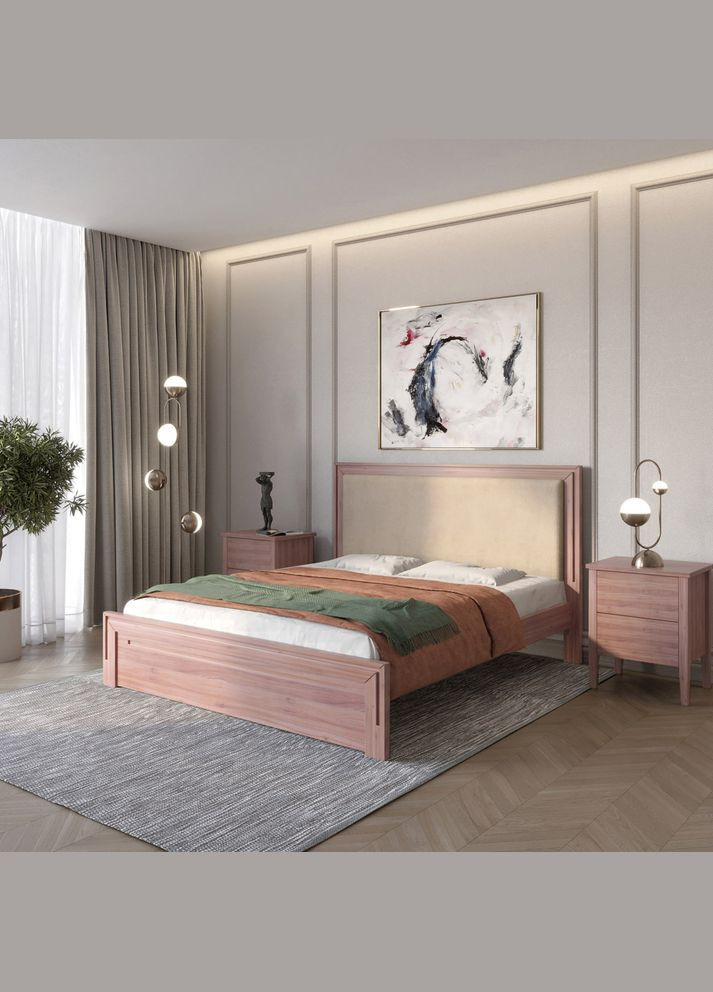 Двоспальне дерев'яне ліжко Торонто Т4 /Аляска 23 (бежевий) 140х200 см (MBG-8805) Mebigrand (368279499)