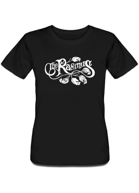 Черная летняя женская футболка the rasmus - eaf logo (чёрная) l Fat Cat