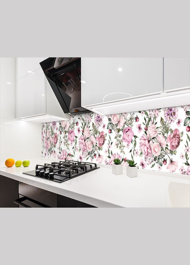 Кухонный фартук заменитель стекла тестура цветов, с двухсторонним скотчем 62 х 305 см, 1,2 мм Декоинт (278286852)
