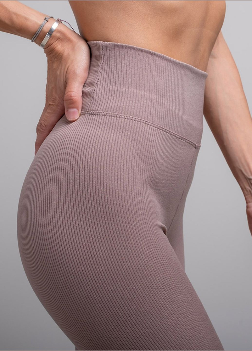 Пудровые женские рубиновые лосины с высокой посадкой пудра You Best