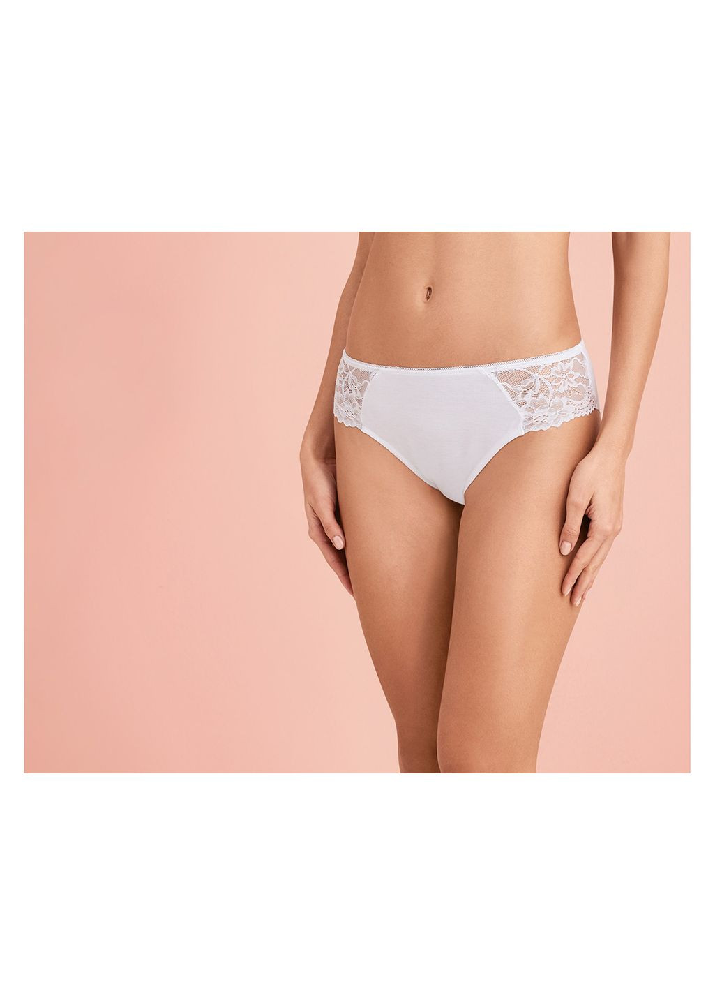 Трусики-сліп з мереживом для жінки Lenzing EcoVero 454842-1 білий Esmara С эластичным поясом (333930385)