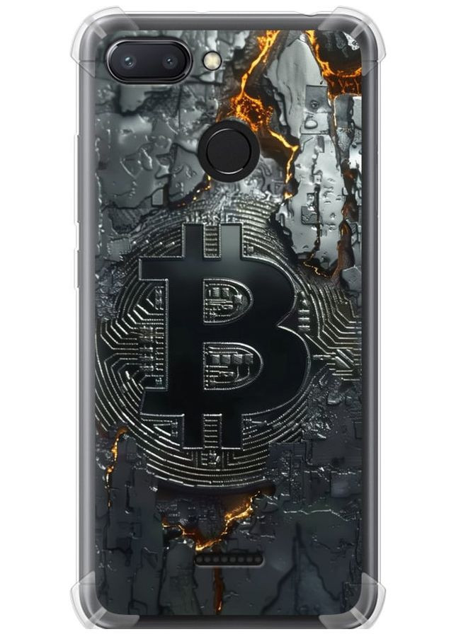 Силіконовий протиударний с посиленими кутами чохол 'Розпечений біткойн' для Endorphone Xiaomi Redmi 6 (289717444)