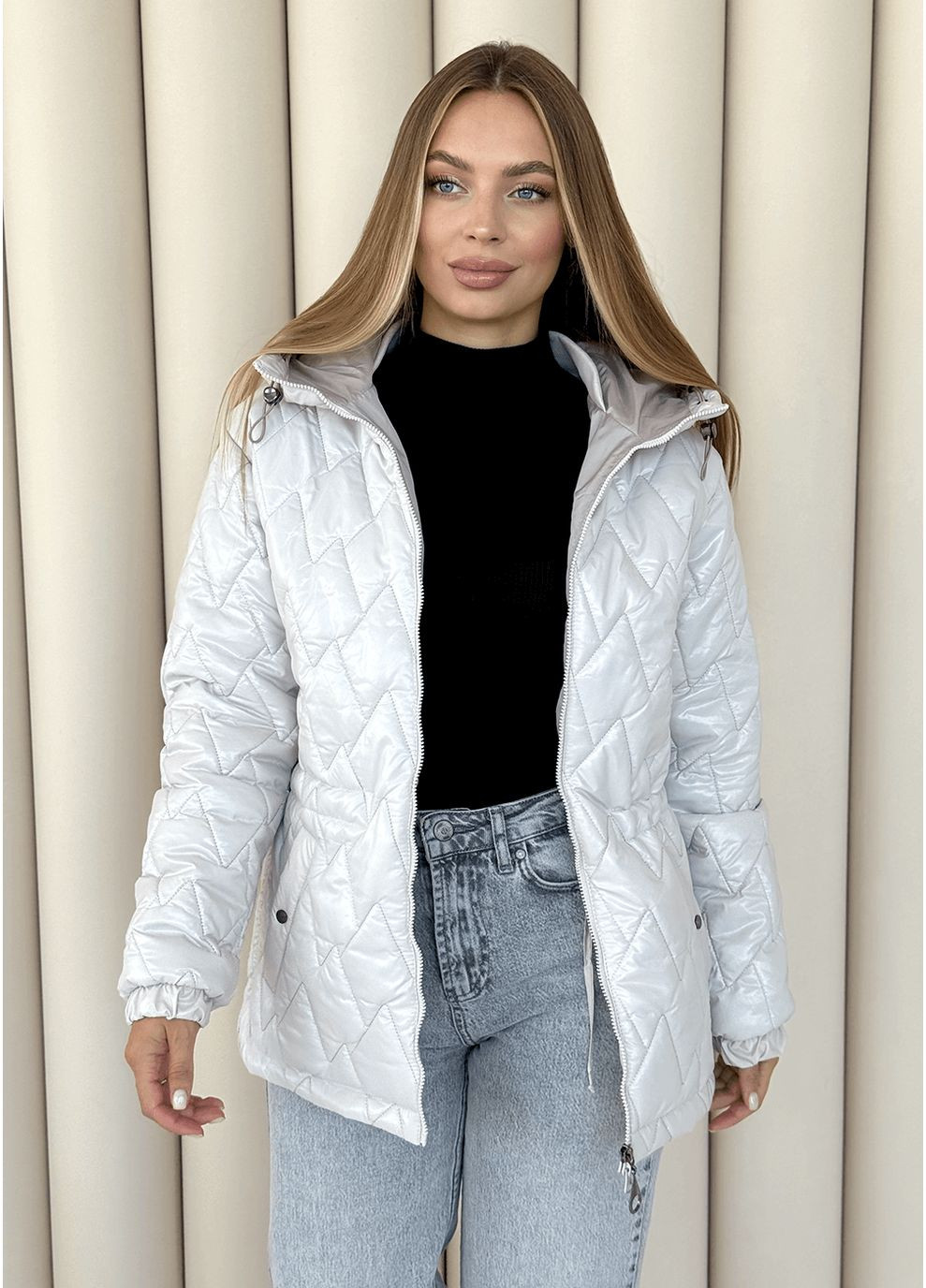 Біла демісезонна куртка elina перлинний MioRichi
