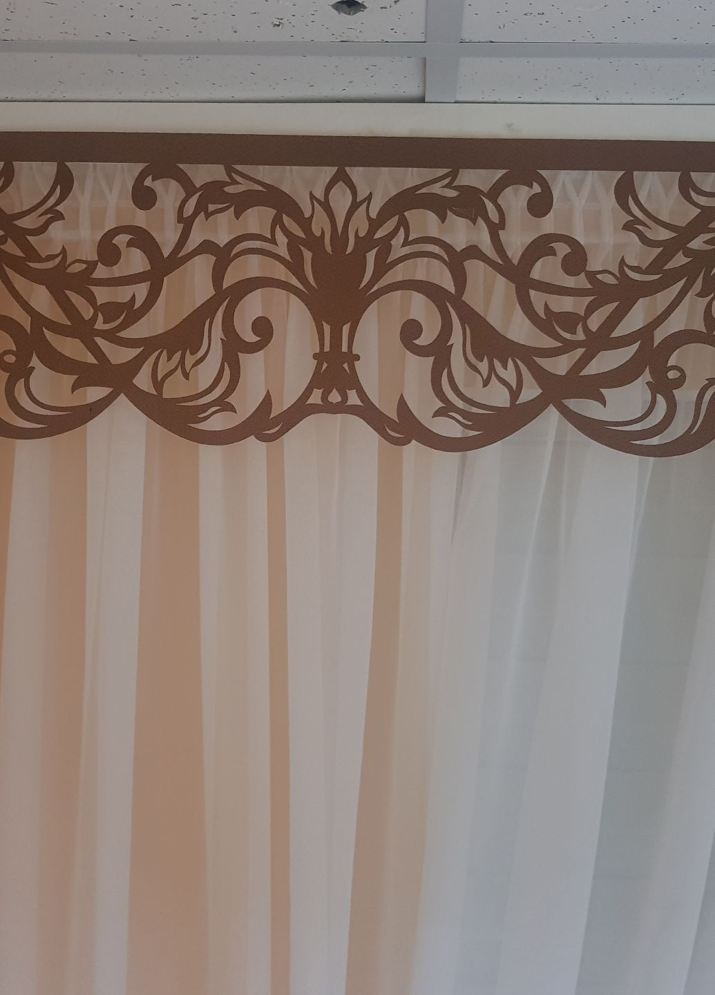 Ажурний жорсткий ламбрекен Ажур 2м коричневий (142_1л_п028) Firanka Lace (356892980)