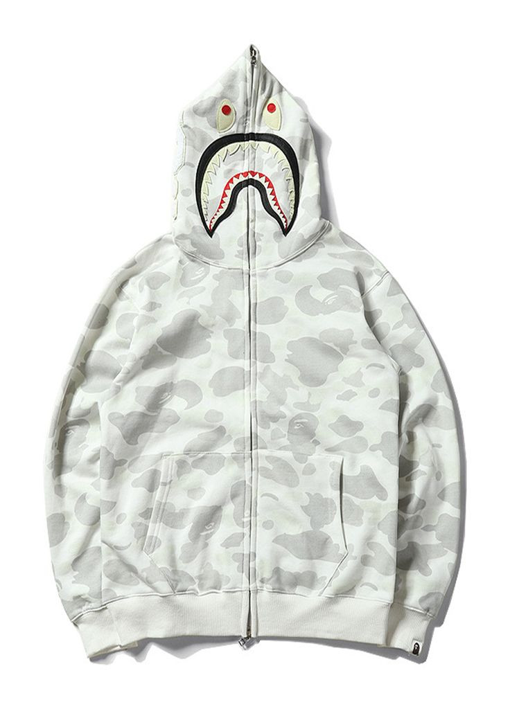 Толстовка біла Bape A Bathing Ape Shark White Camo Full Zip Hoodie Womens (356677641)